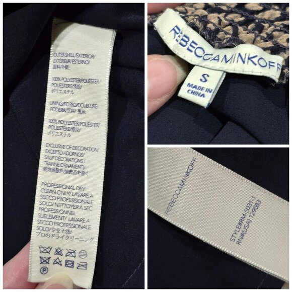 Rebecca Minkoff ✦ Smocked Off-Shoulder Top ✦ Sheer Overlay Floral Navy Tan Sz S - Picture 13 of 16